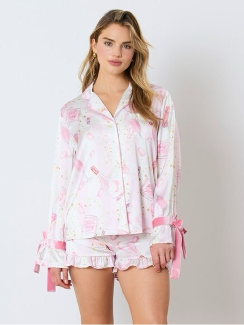 Fantastic Fawn velvet bow satin pj set size L!